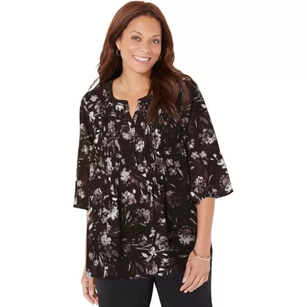 Catherines Women's Plus Size Georgette Pintuck Blouse