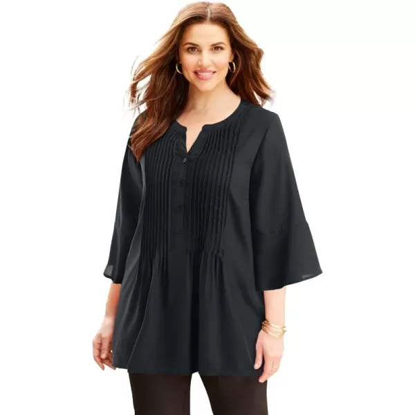 Catherines Women's Plus Size Georgette Pintuck Blouse