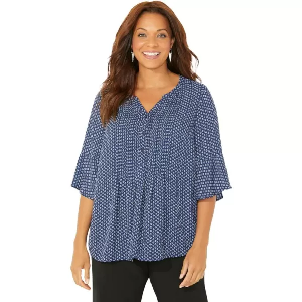 Catherines Women's Plus Size Georgette Pintuck Blouse
