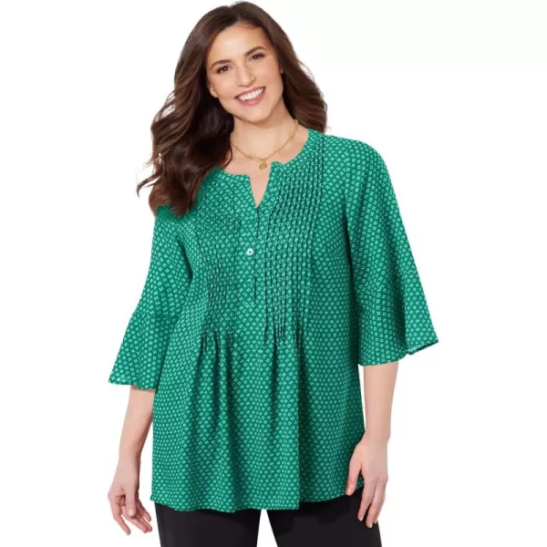 Catherines Women's Plus Size Georgette Pintuck Blouse