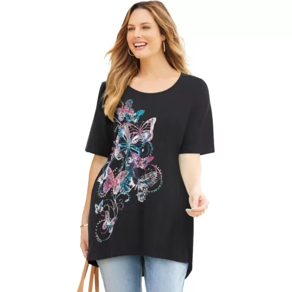 Catherines Women's Plus Size Slub Knit Sparkling Sequin Tee