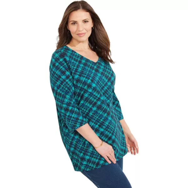 Catherines Women's Plus Size Suprema 3/4 Sleeve V-Neck Tee