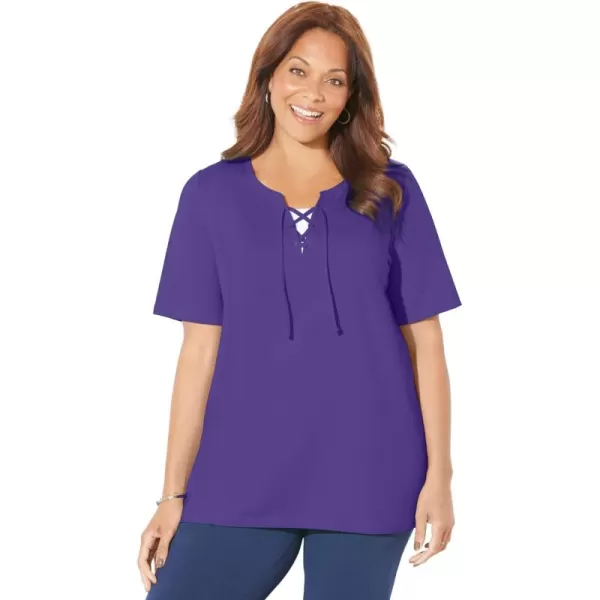Catherines Women's Plus Size Suprema Lace-Up Duet Tee