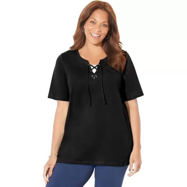 Catherines Women's Plus Size Suprema Lace-Up Duet Tee