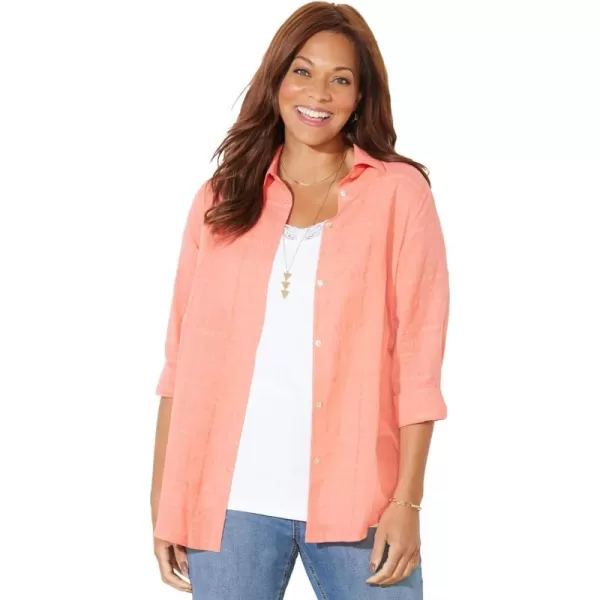 Catherines Women's Plus Size Windowpane Buttonfront Shirt