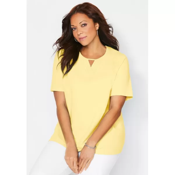 Catherines Women's Plus Size Suprema Pleat-Neck Tee