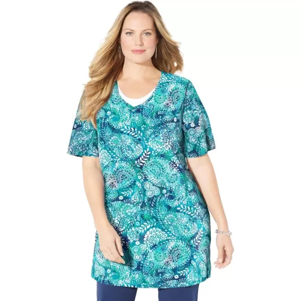 Catherines Women's Plus Size Petite Easy Fit Duet Tee