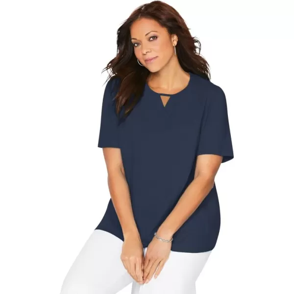 Catherines Women's Plus Size Suprema Pleat-Neck Tee