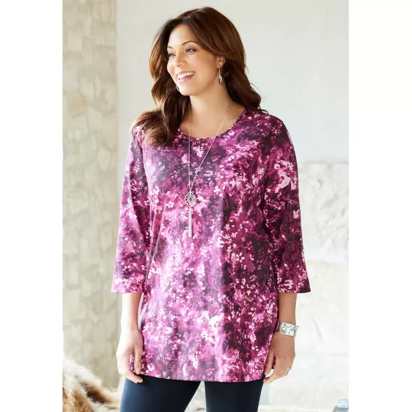 Catherines Women's Plus Size Easy Fit 3/4-Sleeve Scoopneck Tee