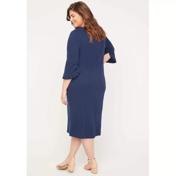 Catherines Women's Plus Size Ruffle Sleeve Shift Dress)