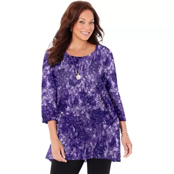 Catherines Women's Plus Size Easy Fit 3/4-Sleeve Scoopneck Tee
