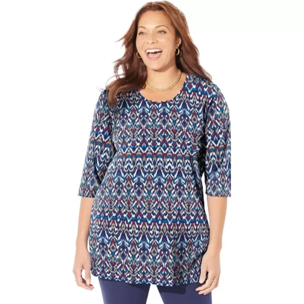 Catherines Women's Plus Size Easy Fit 3/4-Sleeve Scoopneck Tee