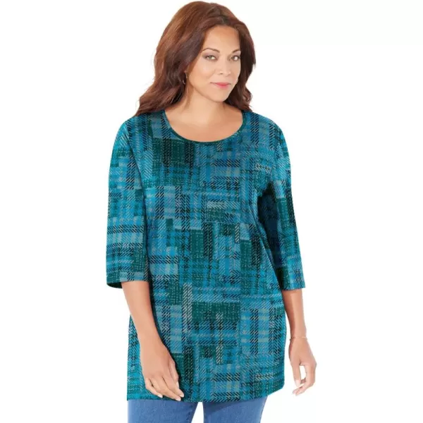 Catherines Women's Plus Size Easy Fit 3/4-Sleeve Scoopneck Tee