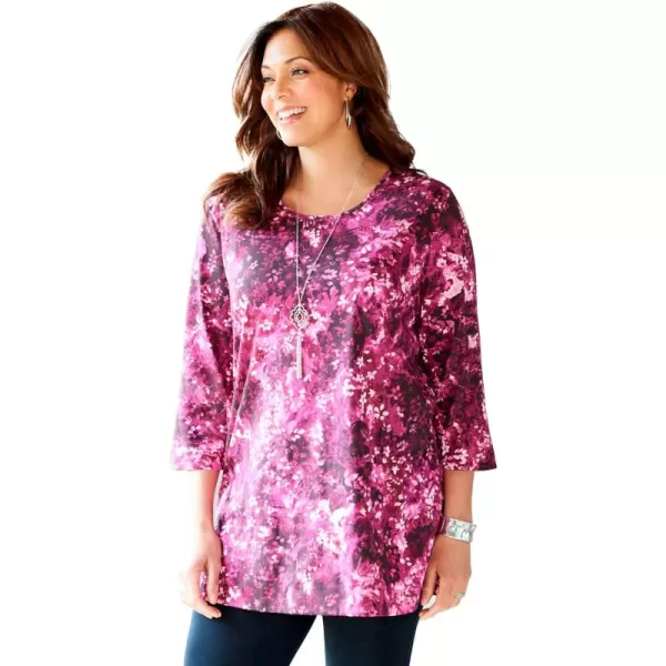 Catherines Women's Plus Size Easy Fit 3/4-Sleeve Scoopneck Tee