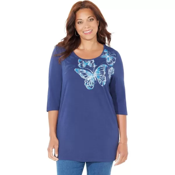 Catherines Women's Plus Size Easy Fit 3/4-Sleeve Scoopneck Tee