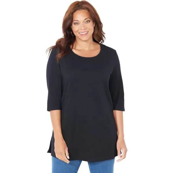 Catherines Women's Plus Size Easy Fit 3/4-Sleeve Scoopneck Tee