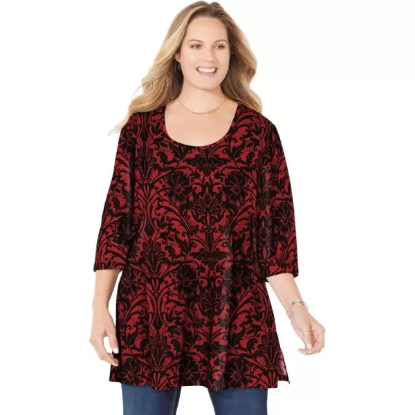 Catherines Women's Plus Size Easy Fit 3/4-Sleeve Scoopneck Tee