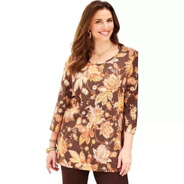 Catherines Women's Plus Size Easy Fit 3/4-Sleeve Scoopneck Tee