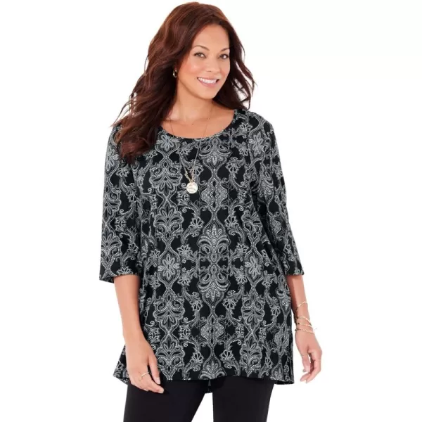 Catherines Women's Plus Size Easy Fit 3/4-Sleeve Scoopneck Tee