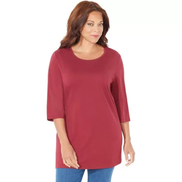 Catherines Women's Plus Size Easy Fit 3/4-Sleeve Scoopneck Tee