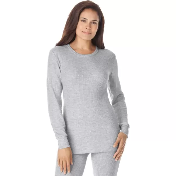 Comfort Choice Women's Plus Size Thermal Waffle Crewneck Long-Sleeve Top Long Underwear Top