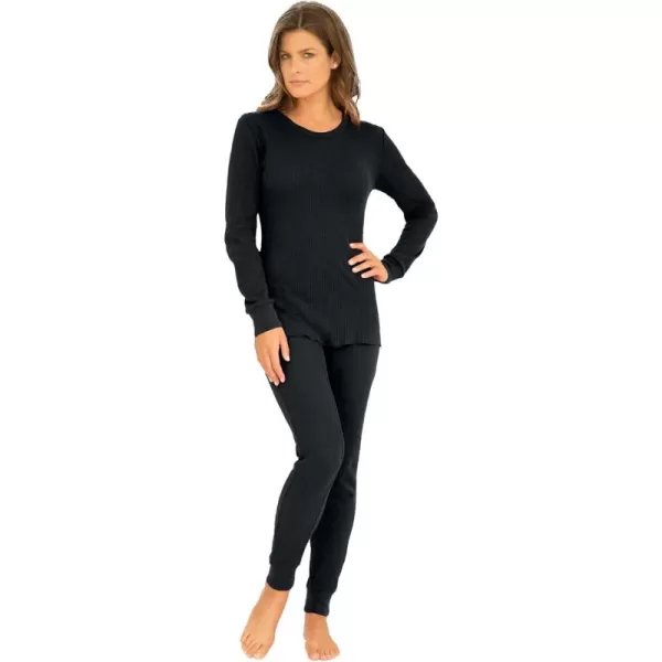 Comfort Choice Women's Plus Size Thermal Waffle Crewneck Long-Sleeve Top Long Underwear Top