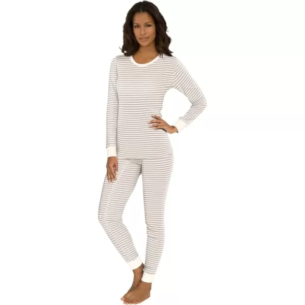 Comfort Choice Women's Plus Size Thermal Waffle Crewneck Long-Sleeve Top Long Underwear Top