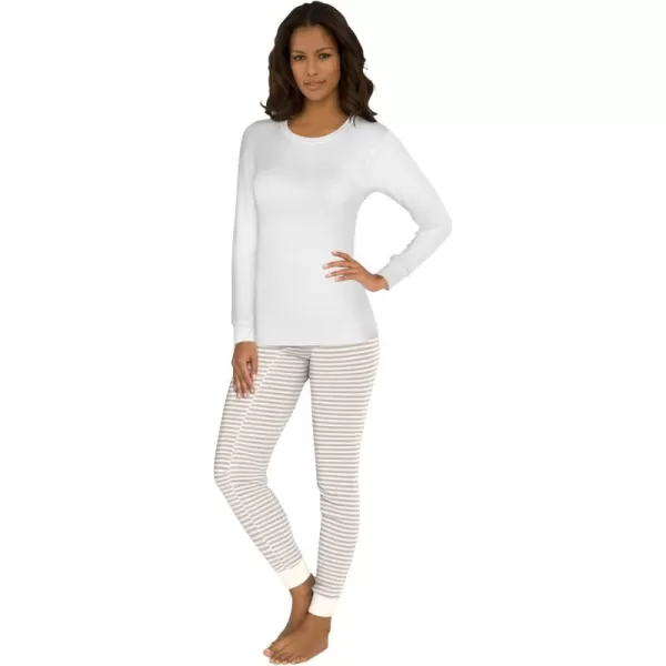 Comfort Choice Women's Plus Size Thermal Waffle Crewneck Long-Sleeve Top Long Underwear Top