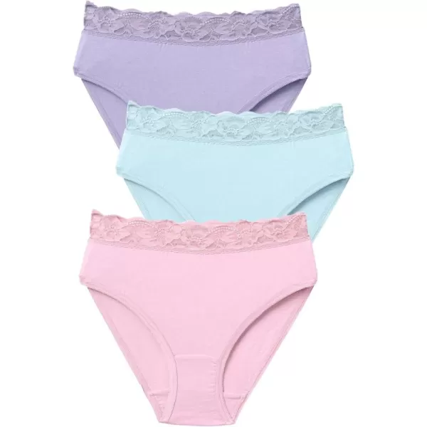 Woman Within Women's Plus Size Lace Waist Hi-Cut Brief 3-Pack