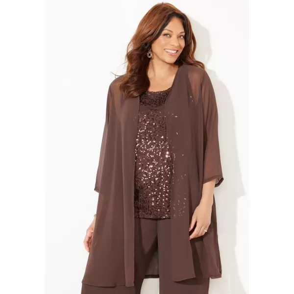 Catherines Women's Plus Size 3-Piece Sequin Tank Pant Set