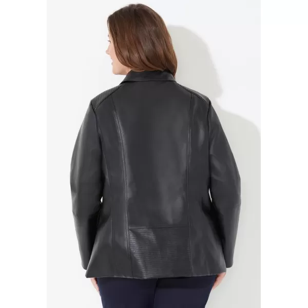 Catherines Women's Plus Size Petite Faux Leather Moto Jacket