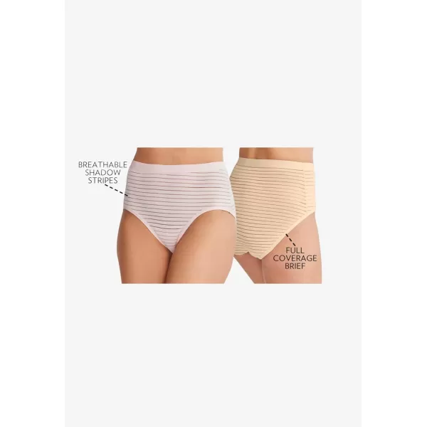 Comfort Choice Women's Plus Size 2-Pack Breathable Shadow Stripe Brief
