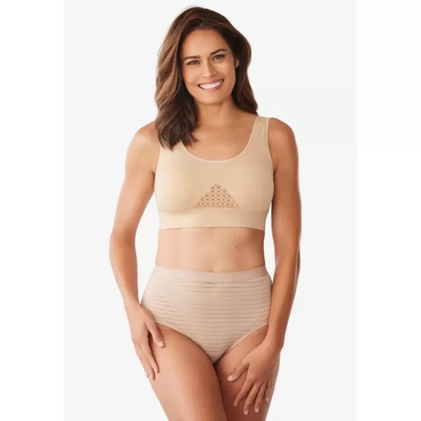 Comfort Choice Women's Plus Size 2-Pack Breathable Shadow Stripe Brief