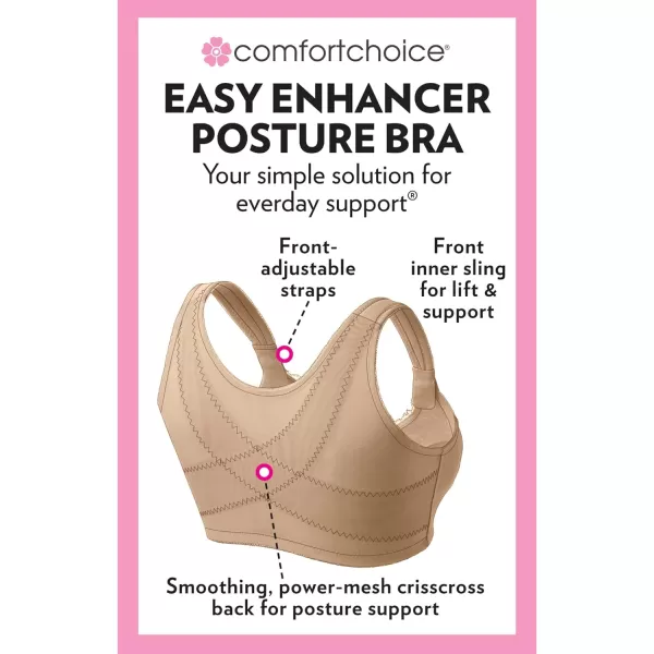 Comfort Choice Women's Plus Size Easy Enhancer Front Close Wireless Posture Bra