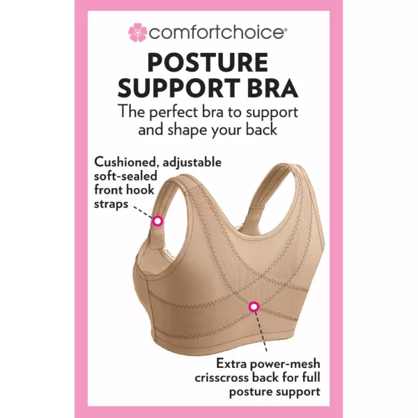 Comfort Choice Women's Plus Size Front Close Wireless Posture Bra Front-Close, Wide Adjustable Straps