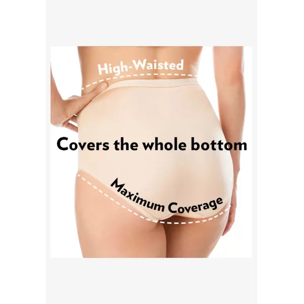Comfort Choice Women's Plus Size Nylon Brief 5-Pack Underwear