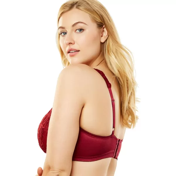 Women's Plus Size Embroidered Wireless Back-Close Bra