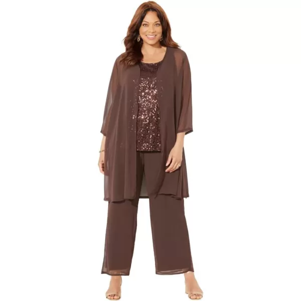 Catherines Women's Plus Size 3-Piece Sequin Tank Pant Set