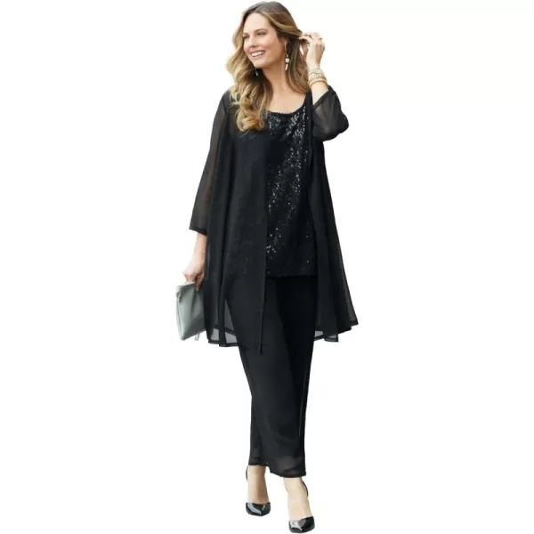 Catherines Women's Plus Size 3-Piece Sequin Tank Pant Set