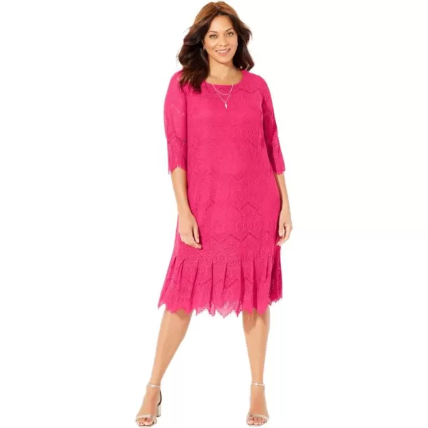 Catherines Women's Plus Size Shirred Lace Flounce Dress