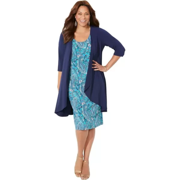 Catherines Women's Plus Size Soft Knit Jacket Dress - 3X, White