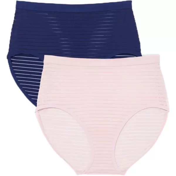 Comfort Choice Women's Plus Size 2-Pack Breathable Shadow Stripe Brief