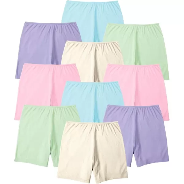 Comfort Choice Women's Plus Size Cotton Boxer 10-Pack Underwear