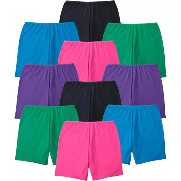 Comfort Choice Women's Plus Size Cotton Boxer 10-Pack Underwear