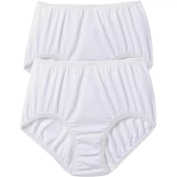 Comfort Choice Women's Plus Size Cotton Spandex Lace Detail Brief 2-Pack