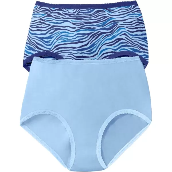 Comfort Choice Women's Plus Size Cotton Spandex Lace Detail Brief 2-Pack