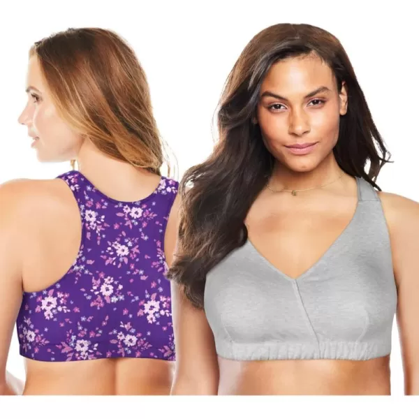 Comfort Choice Women's Plus Size Low-Impact Cotton Sports Bra 2-Pack