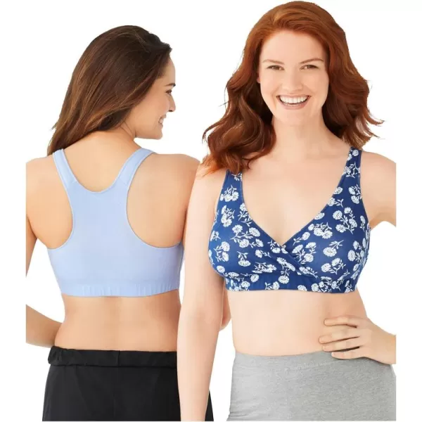 Comfort Choice Women's Plus Size Low-Impact Cotton Sports Bra 2-Pack
