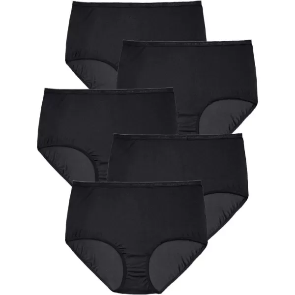Comfort Choice Women's Plus Size Nylon Brief 5-Pack Underwear