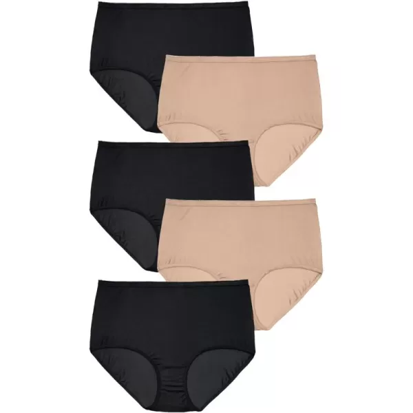 Comfort Choice Women's Plus Size Nylon Brief 5-Pack Underwear